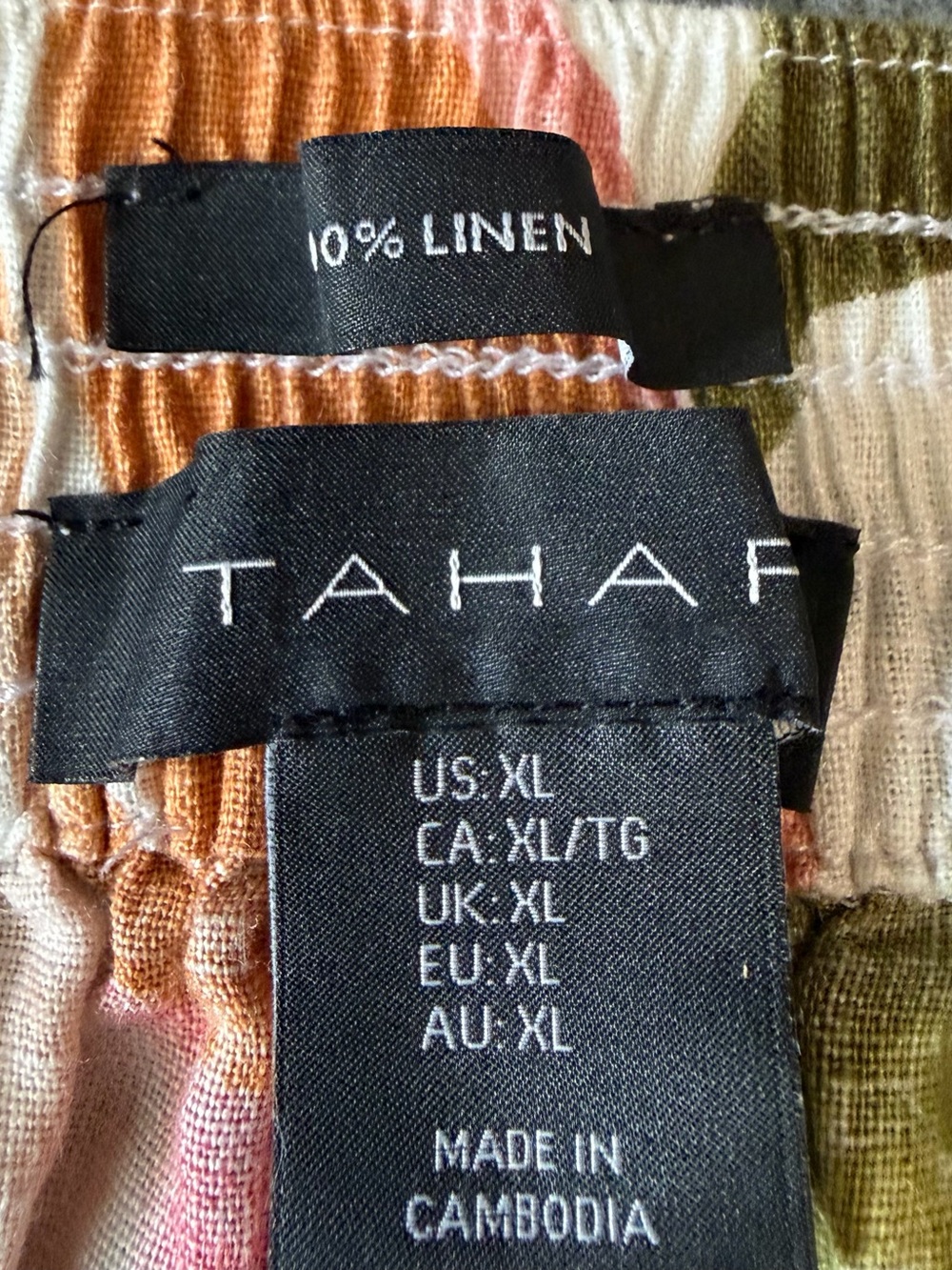 Tahari Olive, Orange & Pink Leaf-Print Wide-Leg Capris - Picture 2 of 12